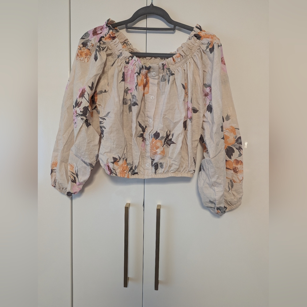 By Together Off Shoulder Cropped Floral Blouse